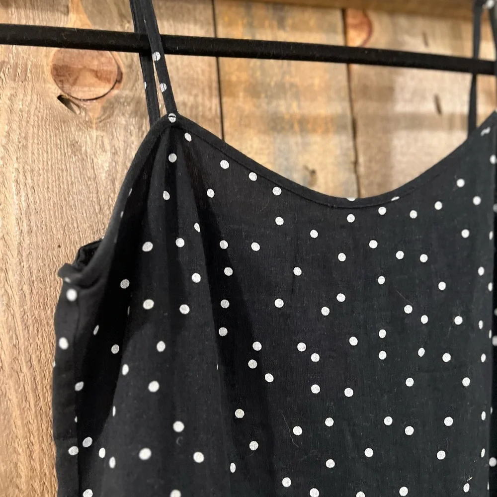 Roxy Black/White Polka Dot Cropped Wide Leg Jumpsuit Size Small